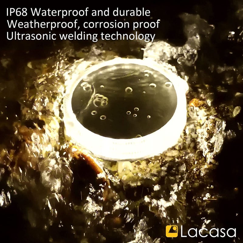 Lacasa Solar Deck Lights, Driveway Walkway Dock Light Solar Powered Outdoor Waterproof Stair Step Pathway Ground LED Lamp for Backyard Patio Garden, Auto On/Off - Warm White - 4 Pack - Image 3